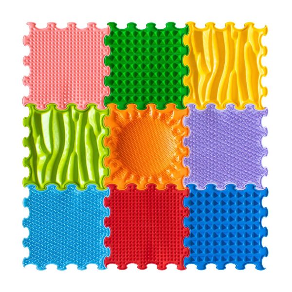 Senzorická podložka Stimulative Rainbow – 9 ks 30×30 cm – Obrázok 1