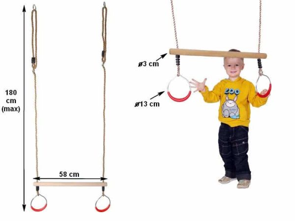 Okrúhle gymnastické kruhy + hrazda na cvičenie – Obrázok 3
