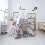 Farebný ľanový Tipi stan – Obrázok 10