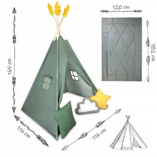 Bavlnený stan tipi Green – Obrázok 5