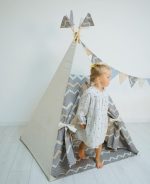 Farebný ľanový Tipi stan – Obrázok 3